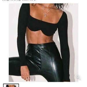 Princess Polly nwt becca long sleeve wired underwire sculpt bra top black Sz 8